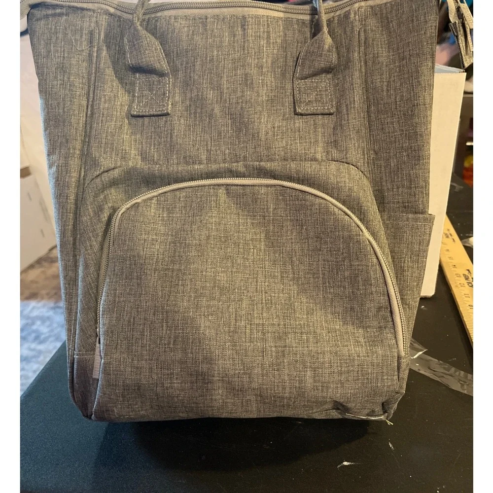 Gray Heathered Diaper Bag Backpack Insulated Bottle Pockets Travel Baby Bag‎
